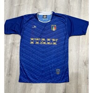 Italia Soccer Futbol Jersey Blue W/Italy Logo And Patch Drako Adult One Size Med